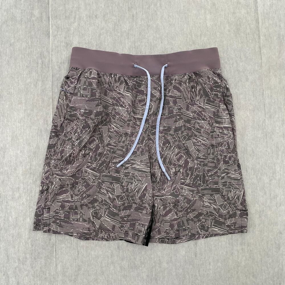 Lululemon Shorts Adult Small Gray Purple THE Unlined Pockets Stretch Logo Mens S